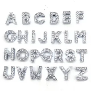 Fashion Crystal Letter Jibbits for Croc Charm Letters Jibitz Pin