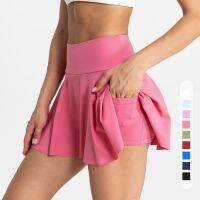 Tight Fit Yoga Skirt Breathable Mini Skirt Running Fitness Tennis Anti slip Pocket