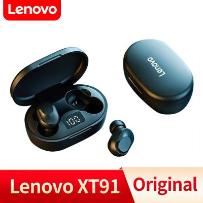 Lenovo หูฟังบลูทูธ True Wireless XT91 5.1 HD หูฟังไร้สายของแท้เสียงสเตอริโอแฮนด์ฟรีชุดหูฟังพร้อมไมโครโฟนลดเสียงรบกวนหูฟัง TWS หูฟังเดิม