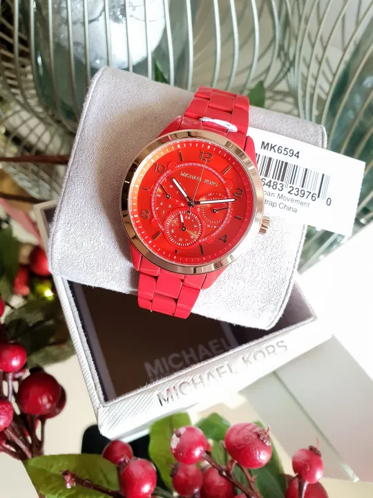Michael Kors Runway MK6594 Red Dial Red Stainless Steel Case 38mm Ladies  Watch with 1 year warranty for mechanism | Lazada PH