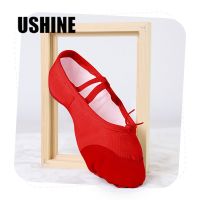 hot【DT】 USHINE Leather Indoor Exercising Shoes Practice Slippers Gym Children Canvas Ballet Woman Kids