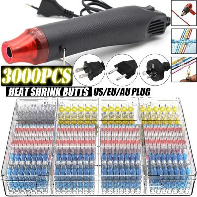 100/800PCS Waterproof Heat Shrink Butt Crimp Terminals Solder Seal Electrical Wire Cable Splice Terminal Kit with Hot Air Gun Electrical Circuitry Par