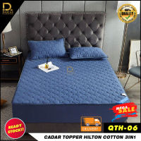 Gedung Cadar Topper HILTON Set 3 IN 1 Plain Ho Size Queen Full Cover Premium Cotton Fitted (Getah keliling)