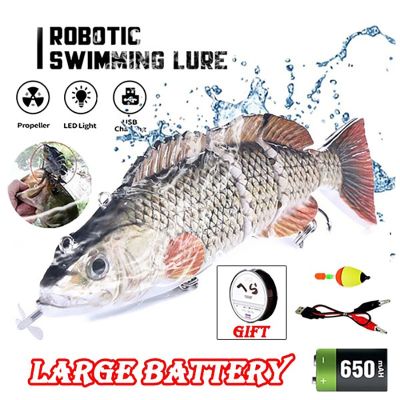 【hot】☬▧ NEW 5.12in Robotic Lures Fishing Electric Bait 4-Segment Outdoor Sport Swimbait Accessories USB Rechargeable