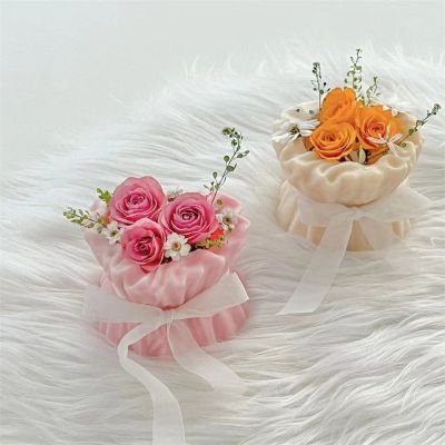 Romantic Bouquet Flower Silicone Candle Mold DIY Tulip Heart Bouquet Soap Resin Making Chocolate Cake Decor Wedding Day Gift