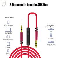 VISIONN 1.2m สำหรับโทรศัพท์ ชายกับชาย พร้อมไมค์ ปลั๊กชุบทอง แจ็ค 3.5 มม. ถึง 3.5 มม. ถักเปียไนลอน สายหูฟัง สาย Aux สำหรับรถยนต์ สาย Aux สายสัญญาณเสียง สายสัญญาณเสียง