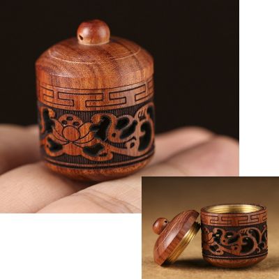 【YF】 1Pc Solid Wood Medicine Pill Box Mini Lantern Rescue Case Portable Storage Sealed Can For Outdoor First Aid Tool