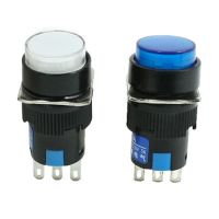 ♙⊙┇ 1NO 1NC White Blue Round Momentary Push Button Switch AC 250V 3A