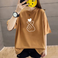 【Plus Size40-150kg4Colors】2021 Oversized Round Neck Women Tee Half Short Sleeves Big Loose Cartoon Letter Printed T-shirt Summer Maternity Pregnancy Casual Top Fashion Big Size Medium-Long Length Pajamas 5XL White Black