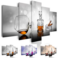 Wall Art Canvas Painting 5 Pieces Wine Picture Modern Home Decoration  Bar Restaurant Decor  Choose Color and Size No Frame Drawing Painting Supplies