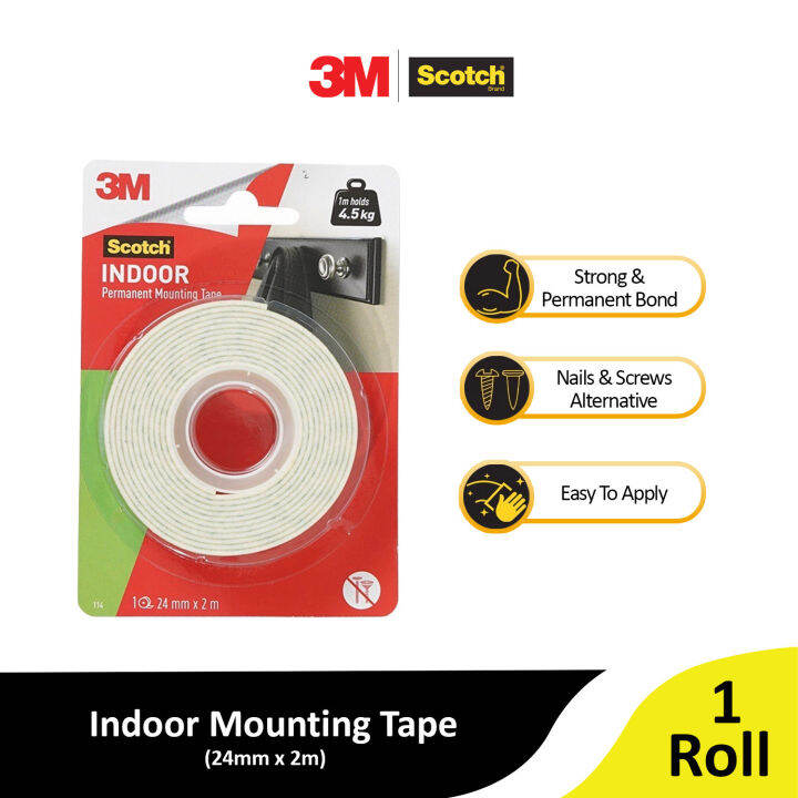 3M Scotch Indoor Mounting Tape 24mm x 2m [MS1102A] Lazada PH