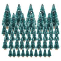 50PCS Miniature Artificial Christmas Tree Small Snow Frost Trees Pine Trees Christmas DIY Party Decoration Crafts