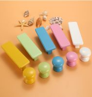 【CW】 Children Wooden Cabinet Knobs and Handles Kitchen Door Handles Macaron Wardrobe Cupboard Handle Drawer Knobs Furniture Pulls