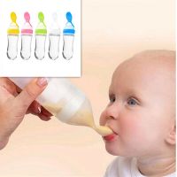 Baby Rice Cereal Bottle Baby Training Silicone Bottle Squeeze Spoon Child Food Supplement Bottle Baby Feeding Spoon Utensils Bowl Fork Spoon Sets