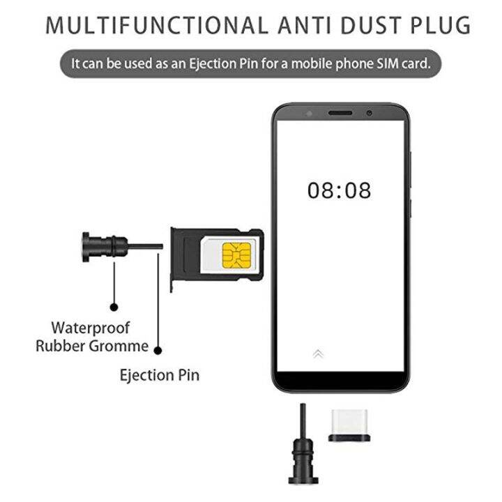 2ชิ้นชาร์จพอร์ตโทรศัพท์-type-c-3-5มม-ช่องเสียบหูฟังซิมการ์ด-usb-c-ปลั๊กฝุ่นสำหรับ-s10-s9-s8-p10-p20-p30-pro