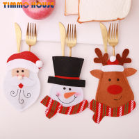 [Timmo HouseChristmas Placemat ส้อมผู้ถือช้อนส้อมกระเป๋าชุดซานตาคลอสกวางตารางบนโต๊ะอาหารกระเป๋าโรงแรมตกแต่งคริสต์มาสสำหรับบ้าน