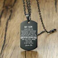 Hip Hop Rock To My Son Love Dad Mom Necklace Inspirational Letter Stainless Steel Tag Pendant Necklaces Christmas Gift