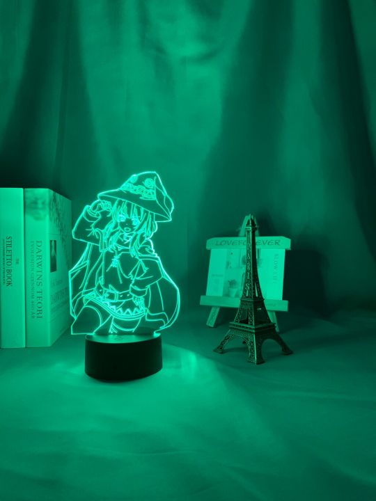อะนิเมะ-konosuba-megumin-ไฟไฟ-led-กลางคืนสำหรับอุปกรณ์ตกแต่งห้องนอนของขวัญวันเกิดอ่อนโต๊ะห้องนอนอะคริลิค3d-โคมไฟตั้งโต๊ะ