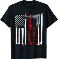 JHPKJAmerican Vi king Axe Flag - Til Valhalla Men T-Shirt Short Sleeve Casual Cotton O-Neck Summer Shirts 4XL 5XL 6XL