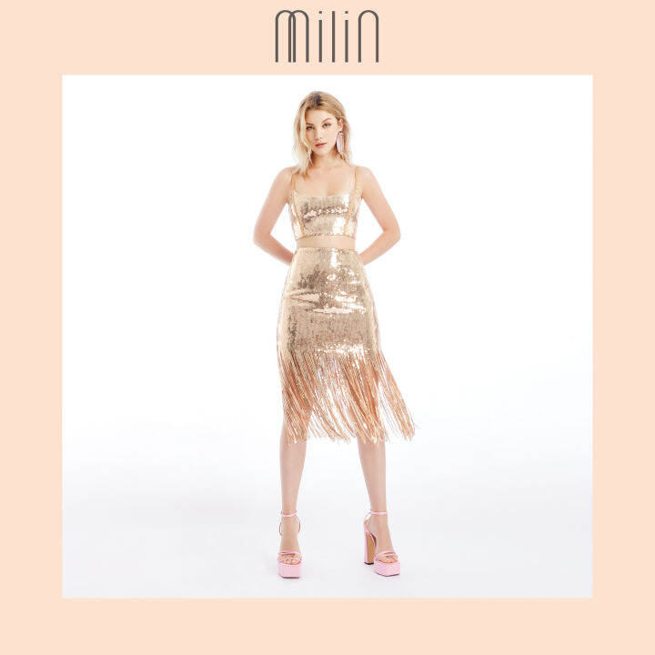 milin-high-waist-fitted-silhouette-fringe-sequin-skirt-กระโปรงเลื่อมเอวสูงทรงเข้ารูปประดับพู่-41-manhattan-sling-skirt