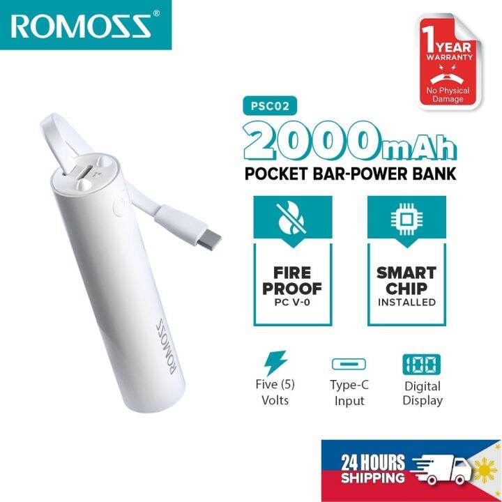 Romoss Psc W Mah Pocket Bar Powerbank Type C Output Mini Power Bank Lazada Ph