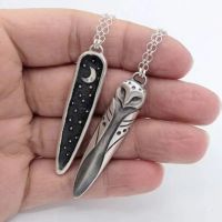 Retro Unique Design Barn Owl Star Moon Pendant Necklace Men and Women Couples Fashion Trend Party Accessories Gifts