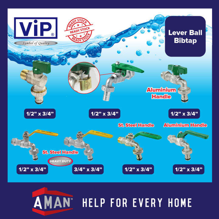 ViP 1/2 3/4 Ball Bib Tap Aluminium Heavy Duty Stainless Steel Handle