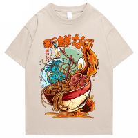 ญี่ปุ่น Harajuku Dragon ก๋วยเตี๋ยวผู้ชาย Hip Hop T เสื้อ Monster T เสื้อ Streetwear เสื้อฤดูร้อน Top Tee Cotton T เสื้อ hipHop T เสื้อผู้ชาย