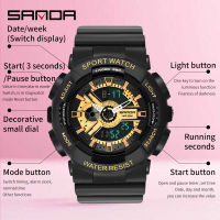 SANDA Top Brand New Analog Digital Watch Woman Army Military Sports Watches Women Waterproof Casual Dress Clock G Style Shock