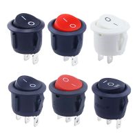 1pc Red Black White ON/OFF Round Rocker Toggle Switch 6A/250VAC 10A 125VAC Power switch cap with Plastic Push Button Switch 2PIN Electrical Circuitry