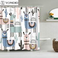 Alpaca Pattern Bath curtain Waterproof Shower Curtains Polyester Cartoon Bath Screen Printed Curtain for Bathroom Home Decor