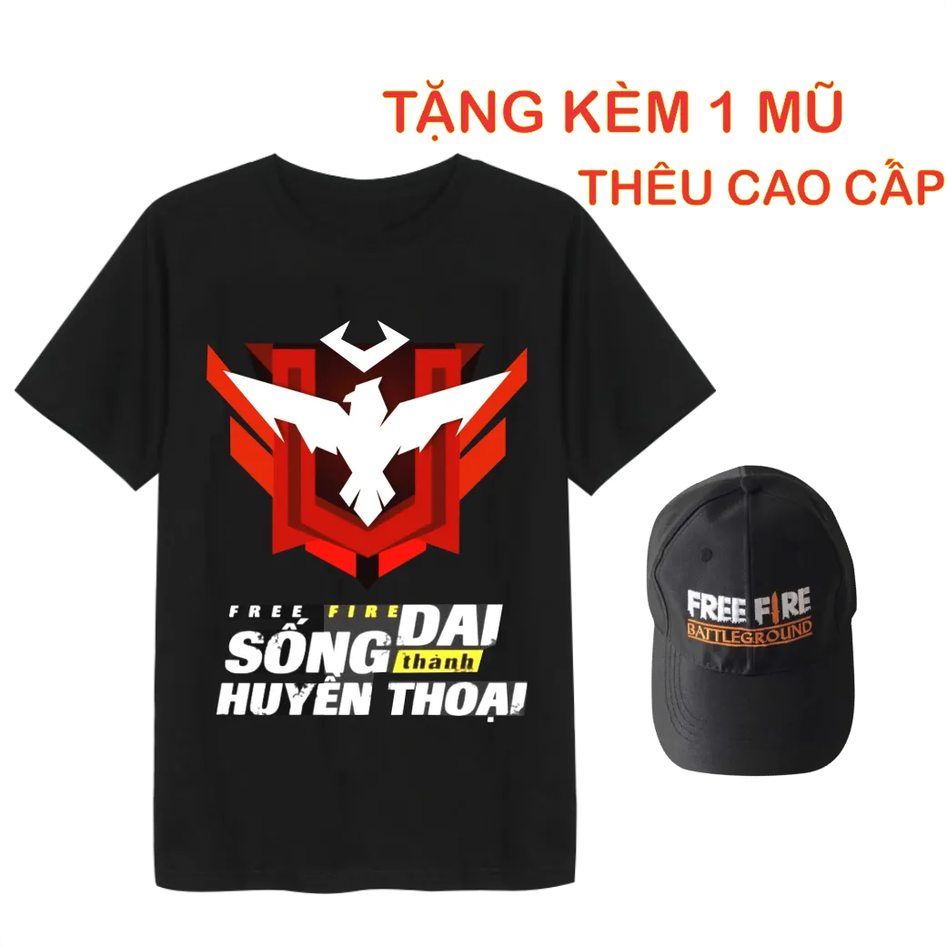 Áo Thun Free Fire Màu Đen Rank Huyền Thoại [ TẶNG 1 Nón ] Hình In ...