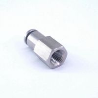 Pneumatic 304 Stainless Steel Straight Push in Connector Tube OD 6mmx1/8 quot;BSP Female Quick Fitting Metal