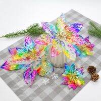 【cw】 5pcs glitter artificial flowersdecorationsNew Year home decorationtree decorations