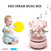 Merry-Go-Round Wooden Music Box Toy Child Baby Game Home Decor Carousel