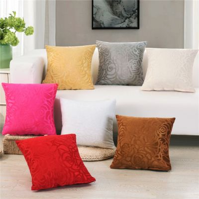43x43cm Short Plush Soft Cushion Cover Rose Pattern Pillow Case Home Living Room Sofa Decor Wedding Gift