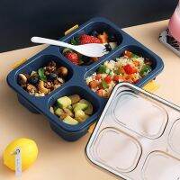 4 Grid Plastic Lunch Box Split Grid Lunch Box Bento Box Student Warm Tableware Large Capacity Insulated Lunch Box