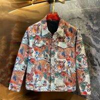 ย้อนยุค ซิงเกิ้ลแรกตรงลงเน็ตไอดอลเสื้อเดียวกันผู้ชายรุ่นเกาหลี Pi Shuai Jacquard Denim Tiger คู่ร้อยแจ็คเก็ต O2HQ