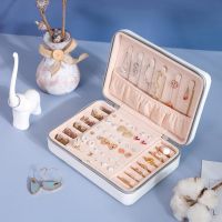 Portable Jewelry Organizer Multifunctional Girl Simple Display Case Leather Earrings Ring Jewelry Storage Packaging Jewelry Box