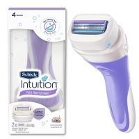 Schick Intuition Pure Nourishment Womens Razor with Coconut Milk and Almond Oil, 1 Handle with 2 Refills ชุดมีดโกนกำจัดขนรุ่นพิเศษมาพร้อมก้อนสบู่หล่อลื่นและใบมีดรีฟิล