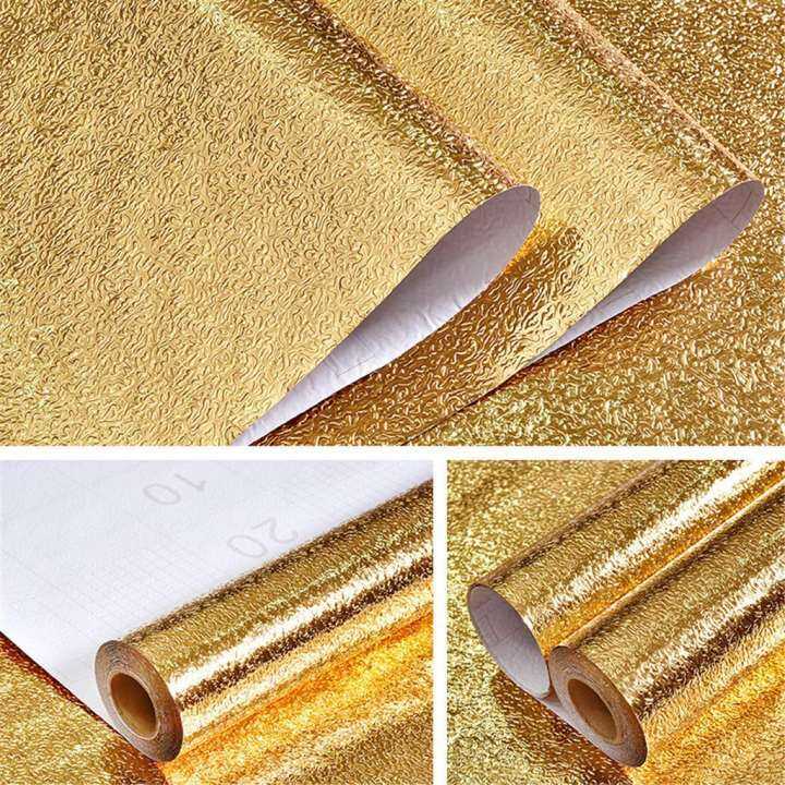 Aluminum Foil Self Adhesive Waterproof Wallpaper Kitchen Sticker DIY