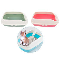 Semi-closed Cat Litter Box with Shovel Plastic Cats Pee Toilet High Fence Detachable Bedpan Kitten Puppy Clean Scoop