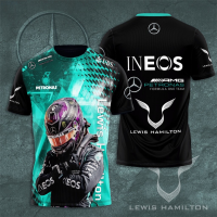 Hamilton (สต็อกเพียงพอ) Lewis Mer-cedes AMG Petronas F1 Racing T-shirt Summer Short Sleeve 2022 New Fashion Men Tee Shirt Topsคุณภาพสูง size:S-5XL