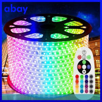 แถบไฟ LED ซิงค์กับเพลง,220v 10-100m  5050 RGB LED Strip ไฟโทรศัพท์ APP ควบคุมเปลี่ยนสีไฟเชือกพร้อมรีโมท,เพลงซิงค์ใ