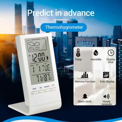 [สินค้าใหม่ในสต็อก] ตัวบ่งชี้ตัววัดอุณหภูมิความชื้นดิจิทัล LCD อิเล็กทรอนิกส์สถานีอากาศดิจิตอลนาฬิกาเครื่องวัดความชื้นบ้านกลางแจ้งในร่ม
