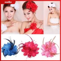 EWELLBE ของเด็ก การแสดงเต้นรำละติน เข็มกลัด Fascinator กิ๊บติดผมเจ้าสาว กิ๊บติดผมขนนก อุปกรณ์ผมจัดงานแต่งงาน ข้อมือดอกไม้