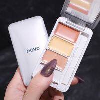 NOVO คอนซีลเลอร์3สีพาเล็ทคอนซีลเลอร์แรงปกปิดทาสิวจุดด่างดำรอยรอยสักเมคอัพเครื่องสำอาง Menghue