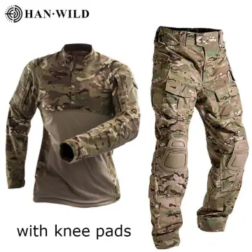 HANWILD Men's Military Uniform Tactical Suit Combat Shirts and