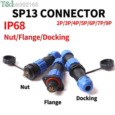 ✵☍ IP68 SP13 Back Nut/Flange/Docking Panel Mount Waterproof Electrical Aviation Connectors Plug Socket 2P/3p/4p/5pin/6pin/7pin/9pin