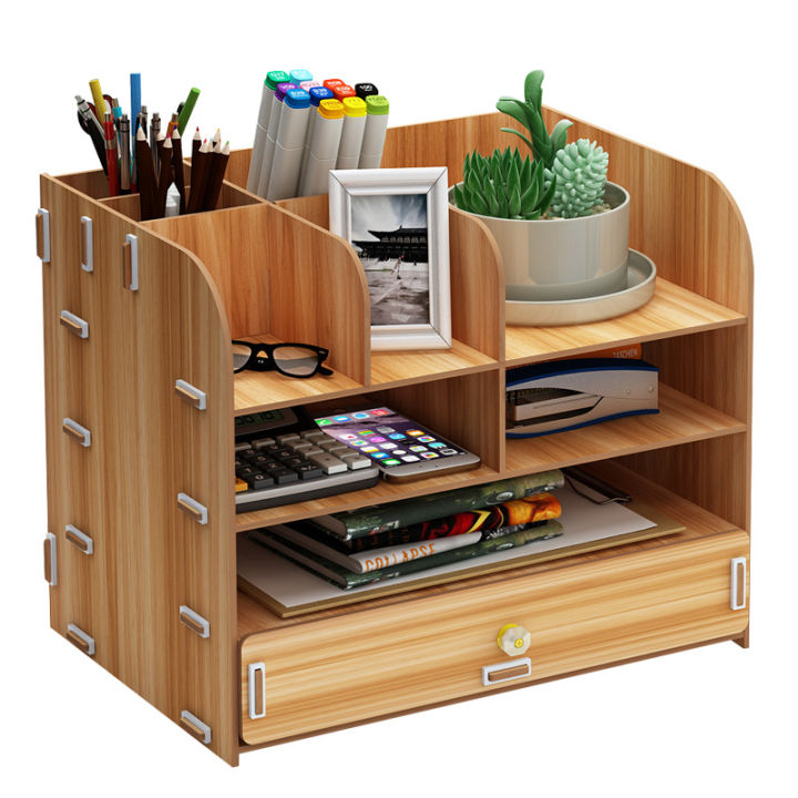 DIY Desktop Desk Organizer Shelf Office Furniture Storage Box File ...